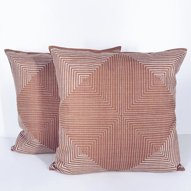 Подушка декоративна теракота/беж жакард ромб PW-151
