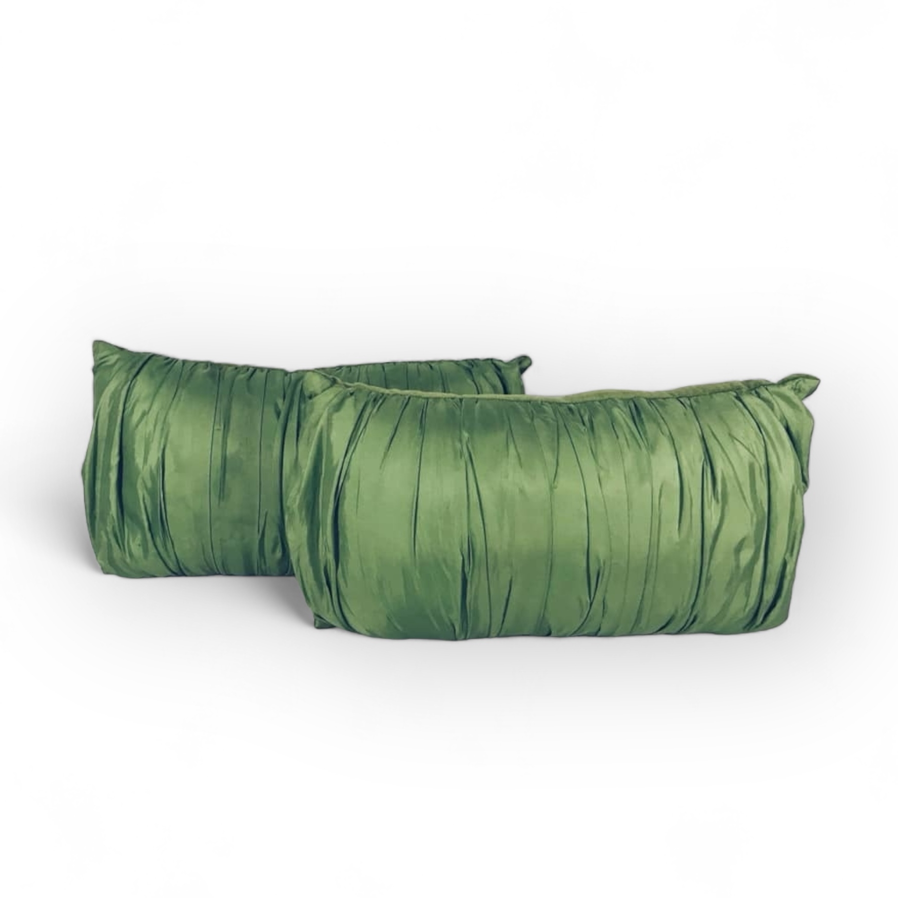 Подушка декоративна прямокутна з драпіровкою шовк/велюр зелений PW-179