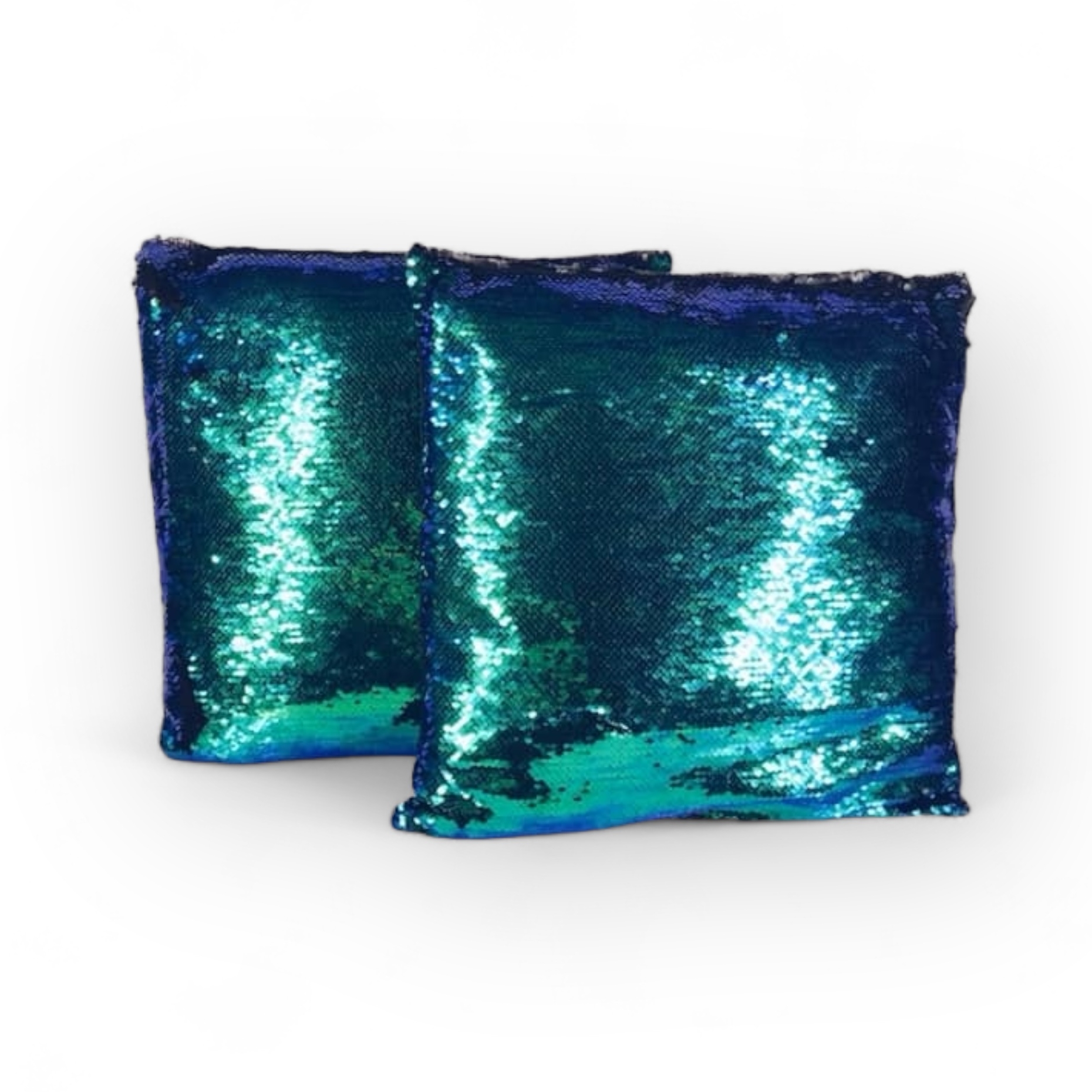 Подушка декоративна в паєтках синій/смарагдовий PW-245