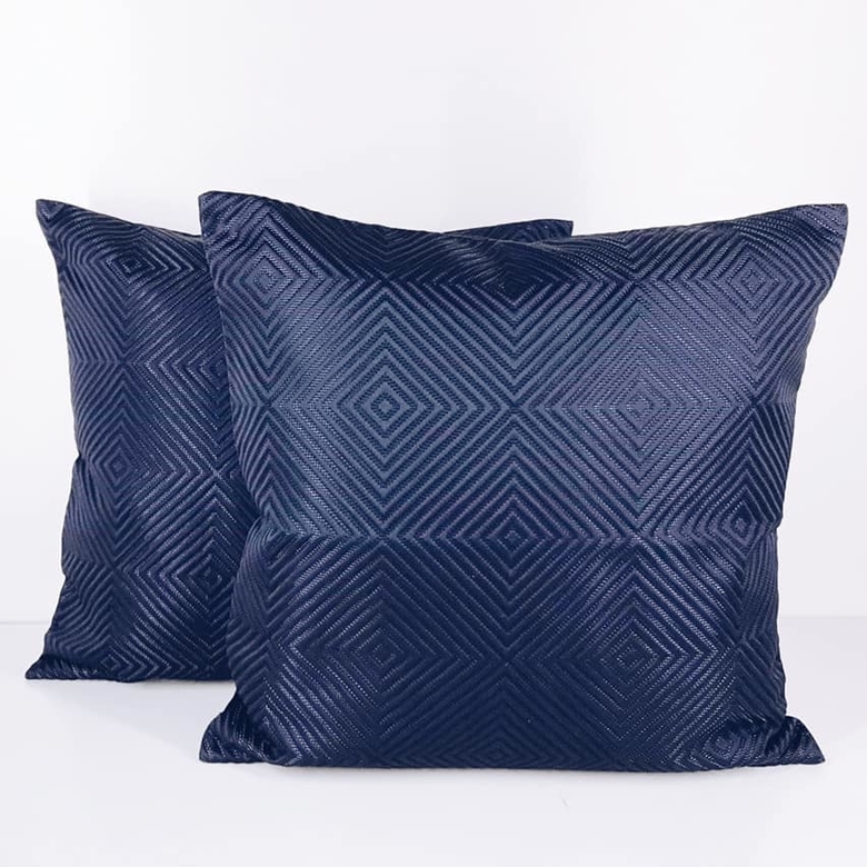 Подушка декоративна шовк темно-синій PW-249