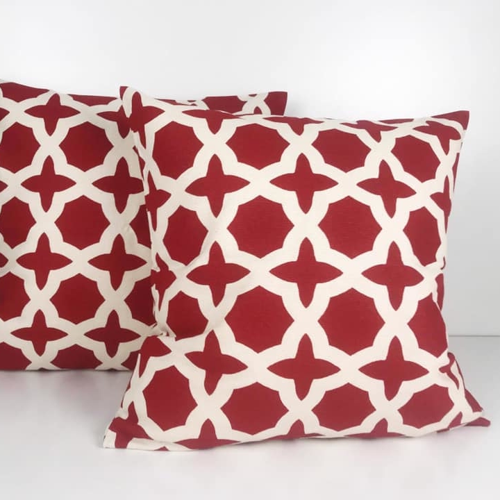Подушка декоративна принт східна решітка червона/біла PW-284