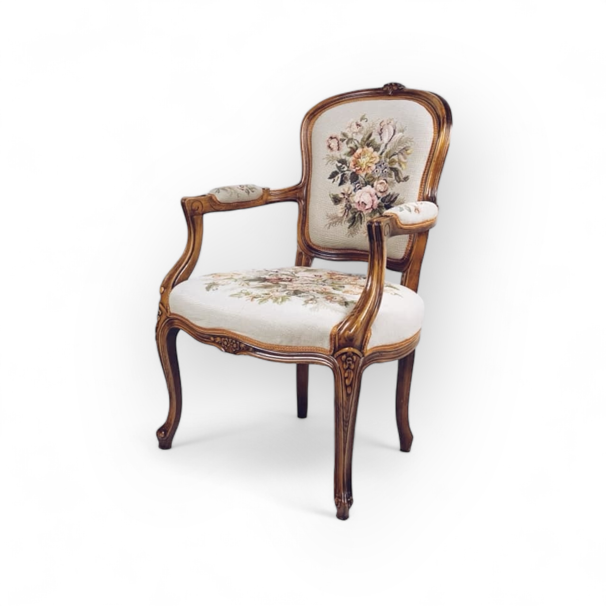 Крісло вінтаж гобелен бежево-сірий CH-104