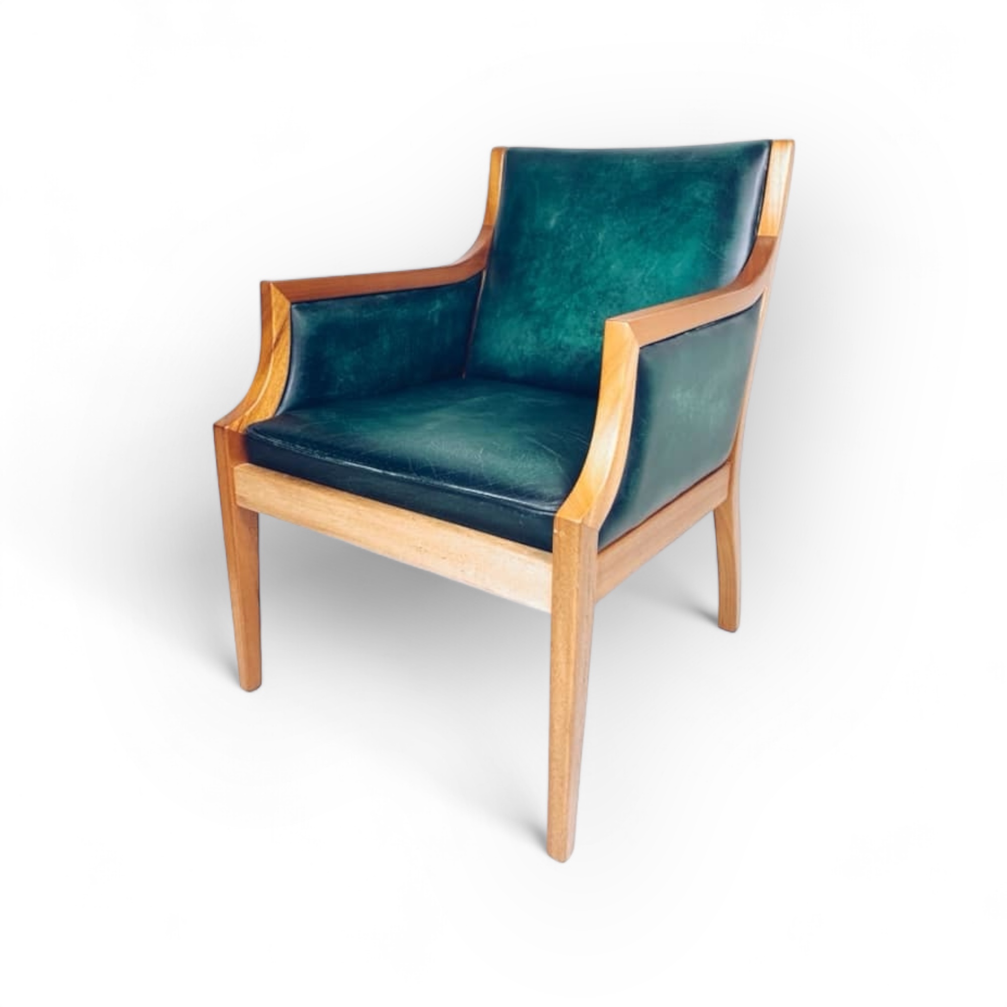 Крісло класичне дерево/шкіра смарагдовий CH-106