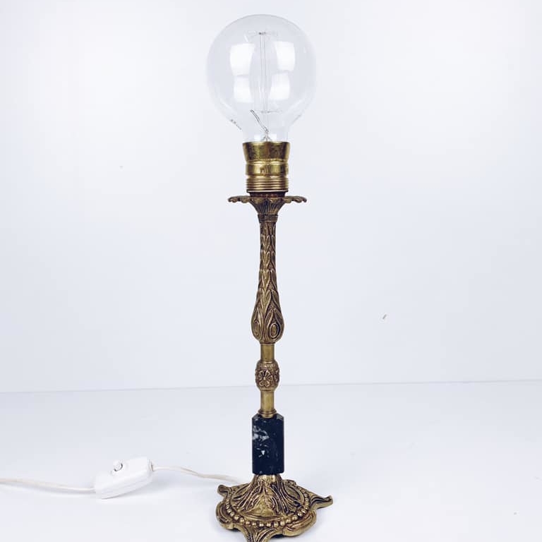 Лампа настільна внтаж класична база латунь/мармур  абажур на вибір LT-133