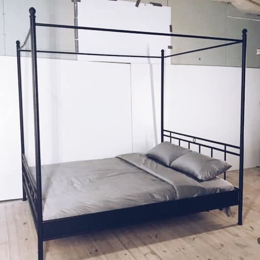 Ліжко 2-спальне 160х200 з балдахіном чорне метал BD-004