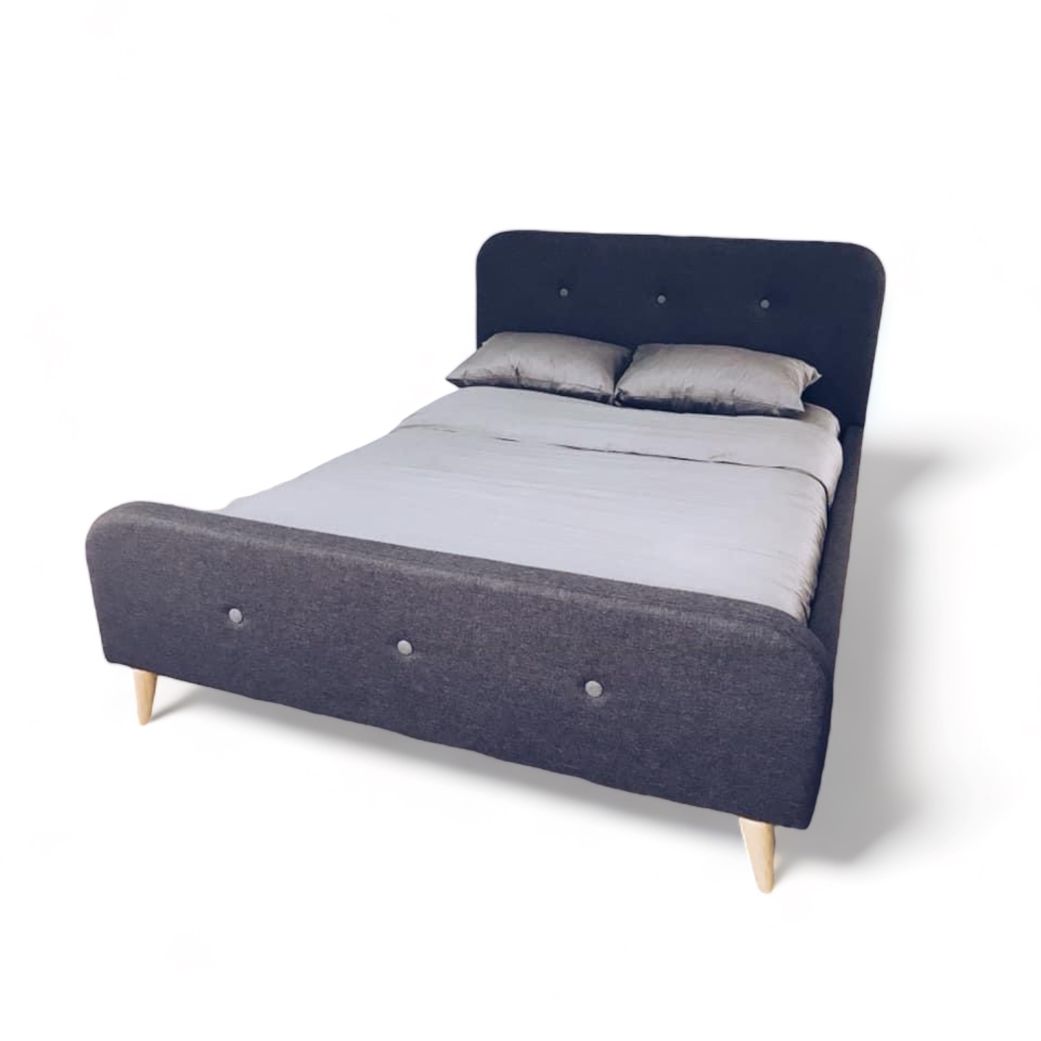 Ліжко 2-спальне 140х200 темно-сіра обивка BD-008