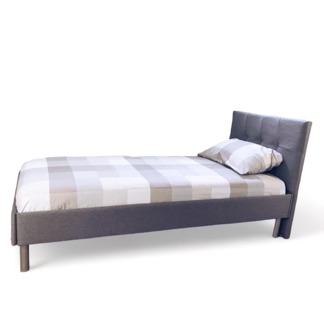 Ліжко 1-спальне 90х200 сіра обивка BD-011
