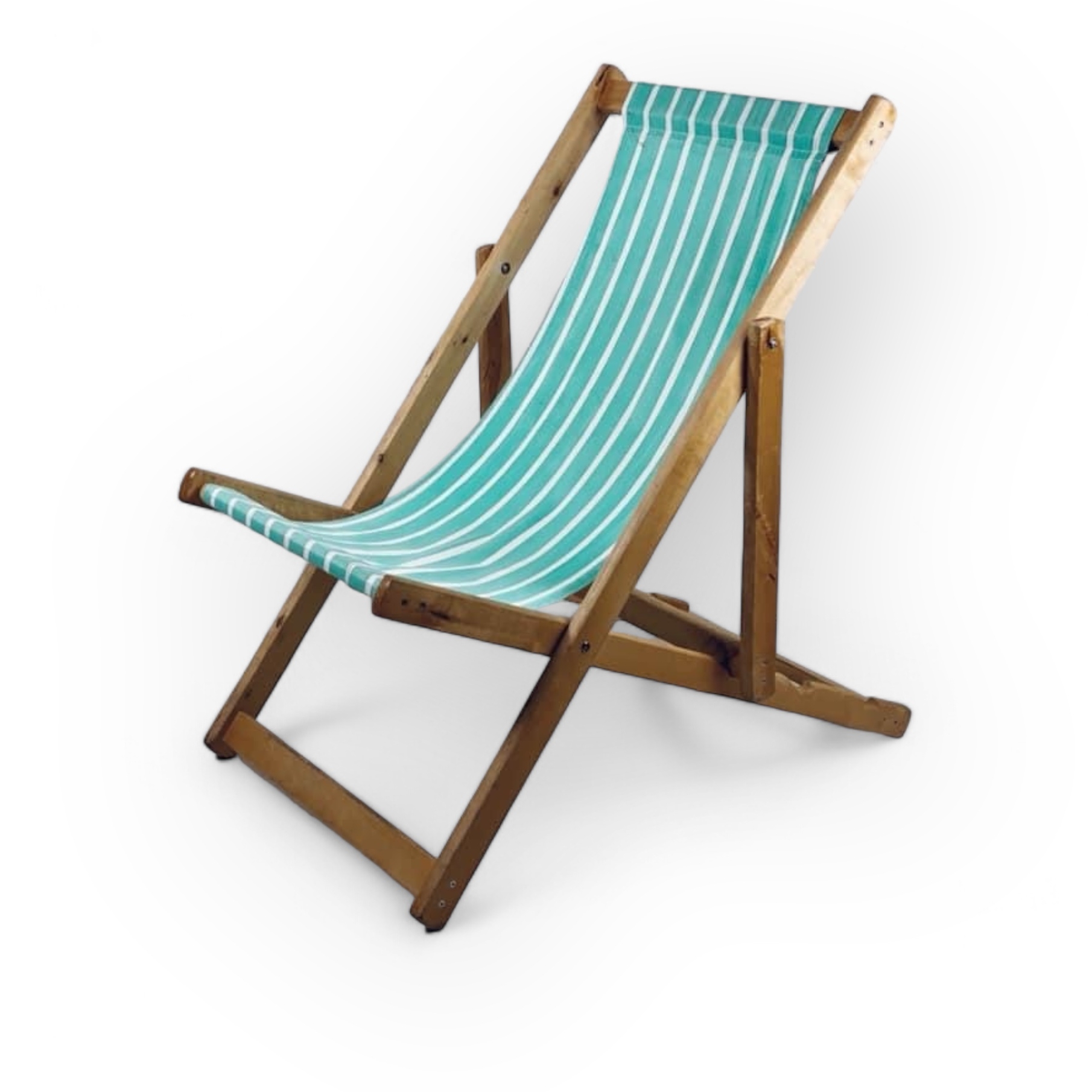 Шезлонг світле дерево/тканина в смуги GF-014