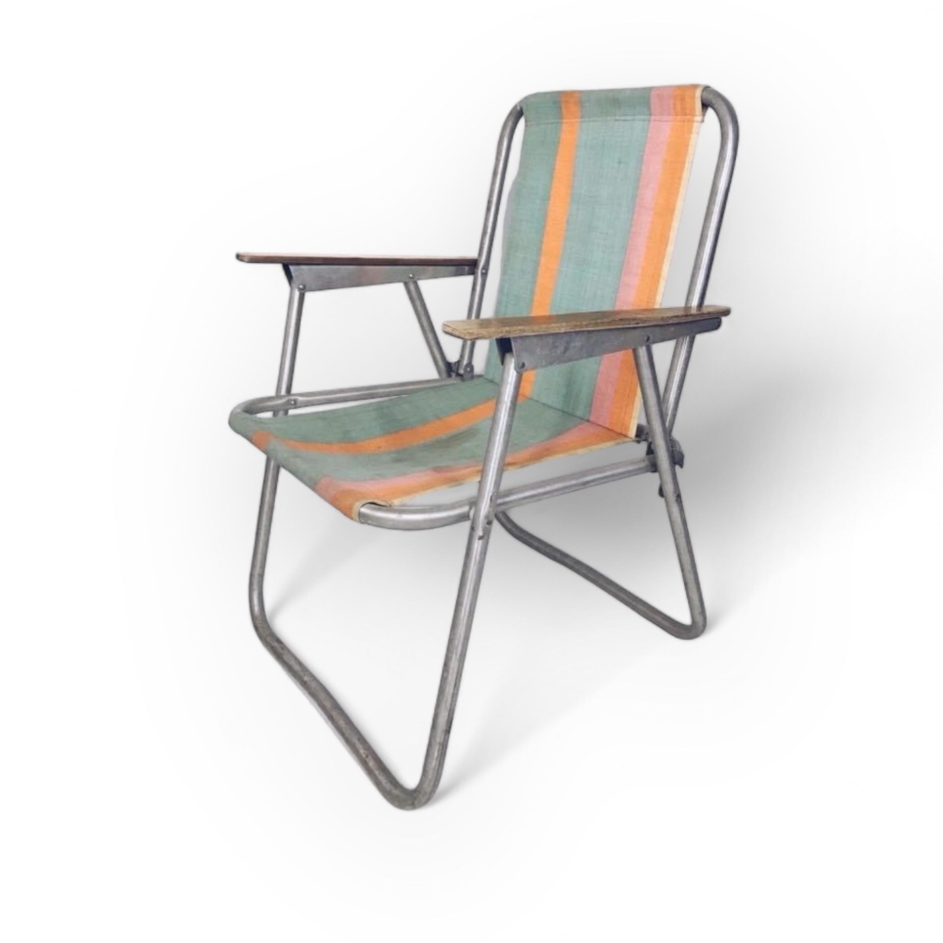 Крісло розкладне пляжне вінтаж тканина смугаста GF-016