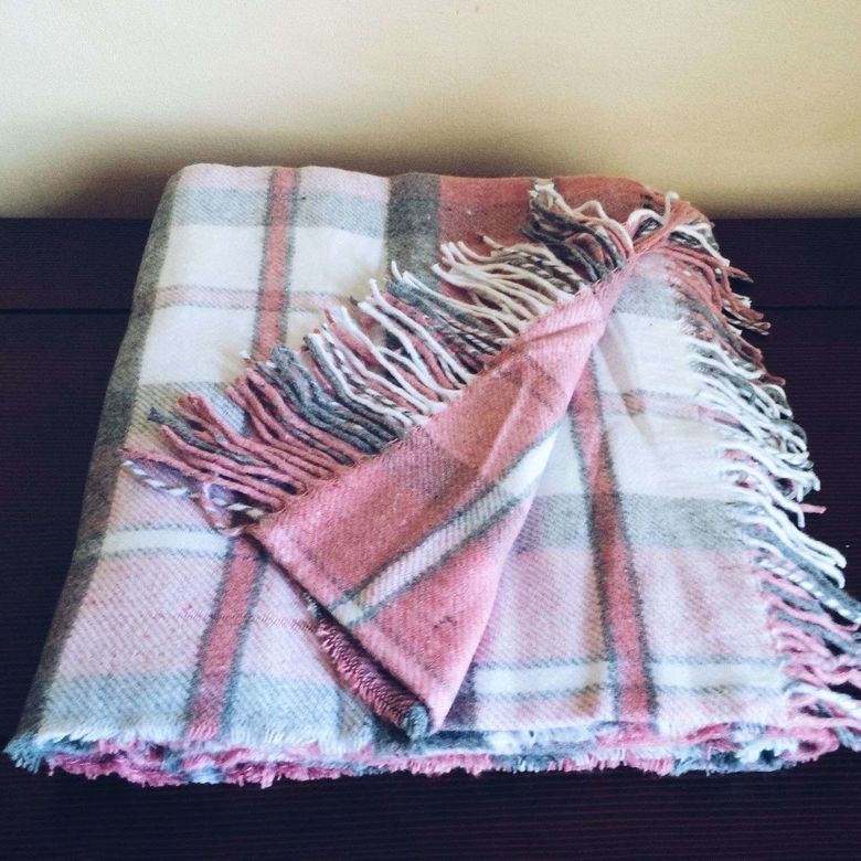 Плед рожево-сіро-біла клітинка WR-018