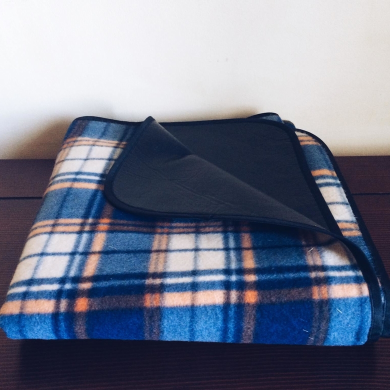 Плед для пікніка синьо-біло-жовта клітинка WR-002