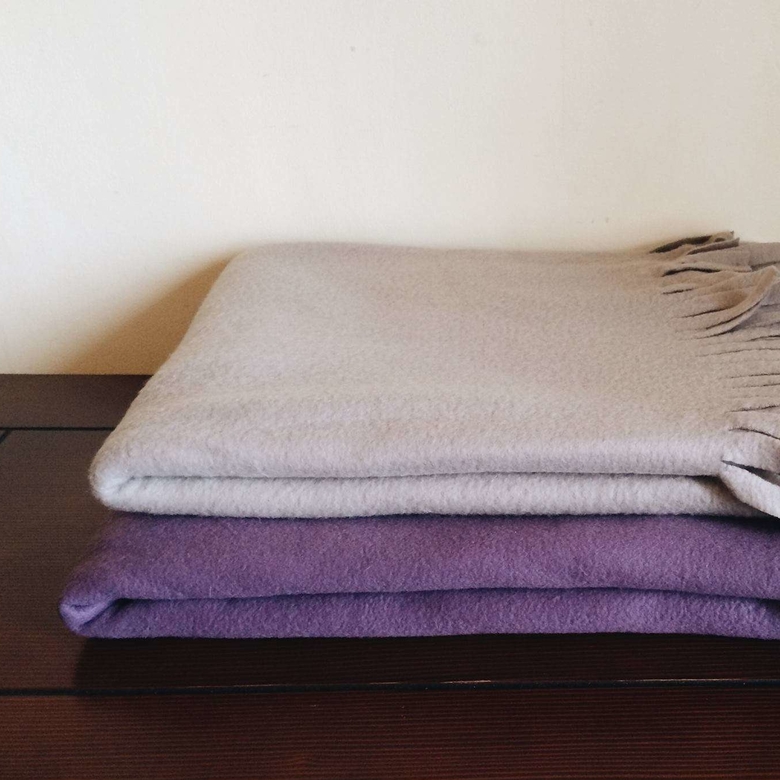 Плед тонкий фліс беж/фіолет WR-038