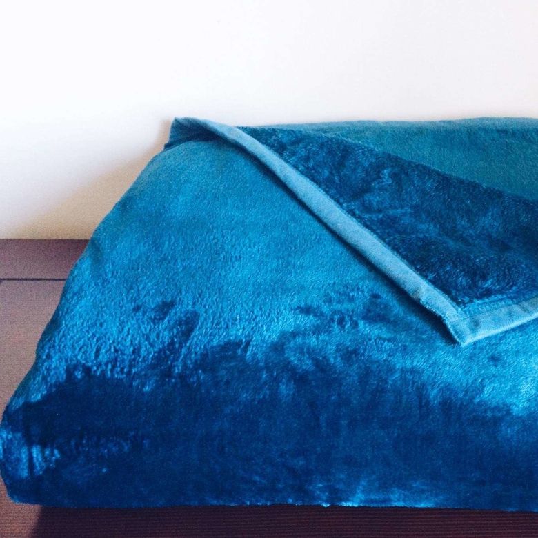 Покривало/плед з ворсом яскраво-блакитне WR-010