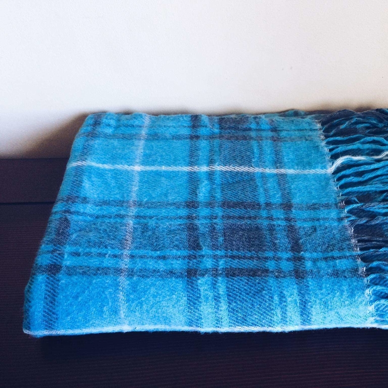 Плед яскраво-блакитний у клітинку WR-019