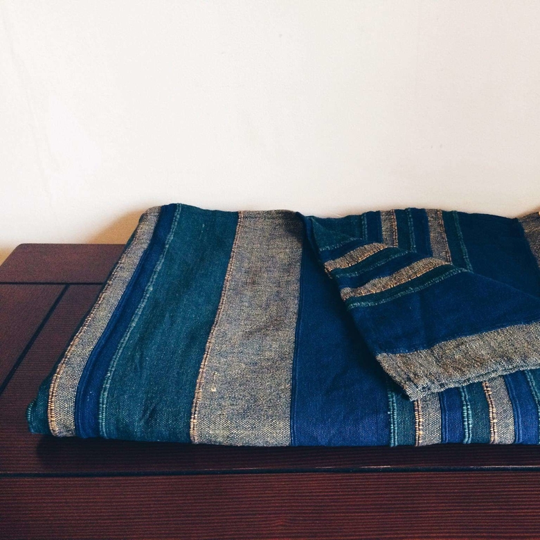 Покривало смуги синьо-зелений/меланж WR-040