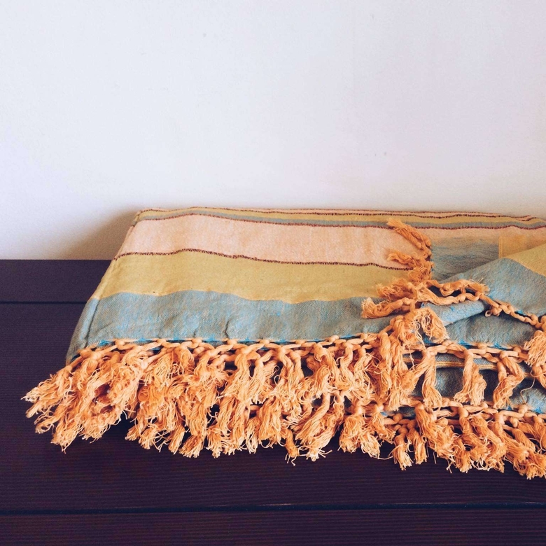 Покривало смуги оранж/св-зелений WR-037