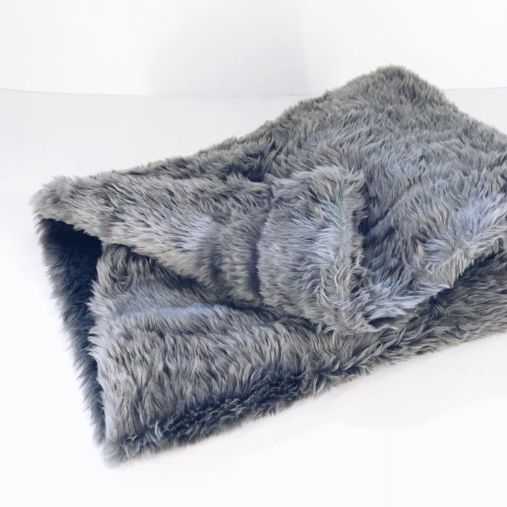 Плед штучне хутро довгий ворс сірий WR-044