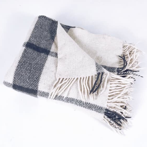 Плед в клітинку білий/беж/чорний WR-067