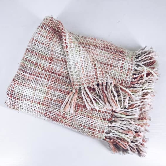 Плед меланж рожевий/білий WR-058