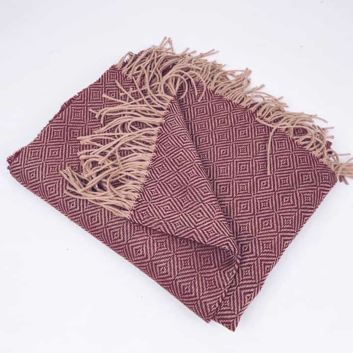 Плед жакард бордо/беж WR-066