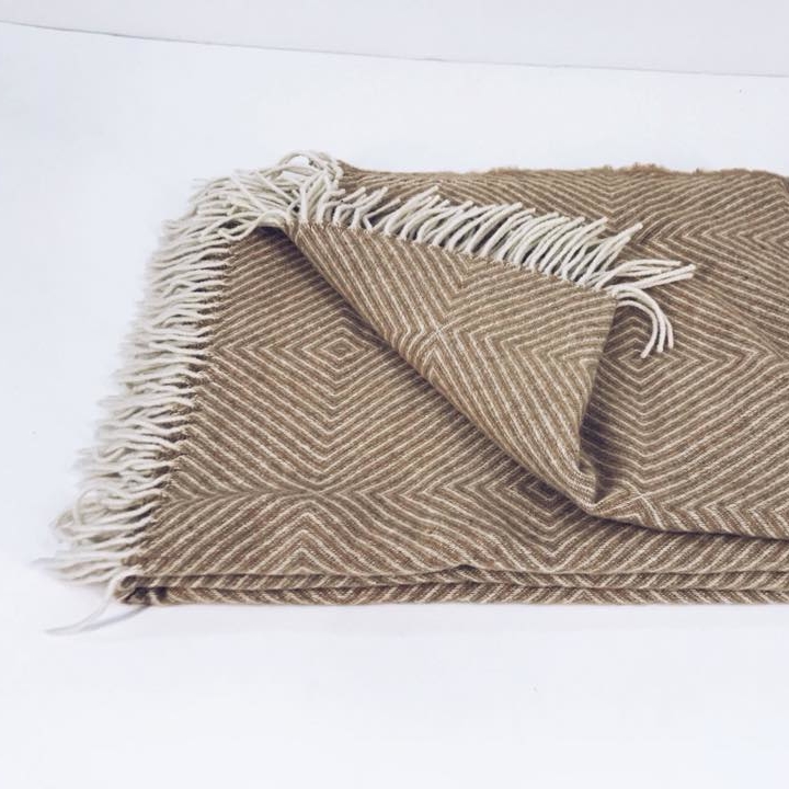 Плед жаккард коричневий/беж WR-042