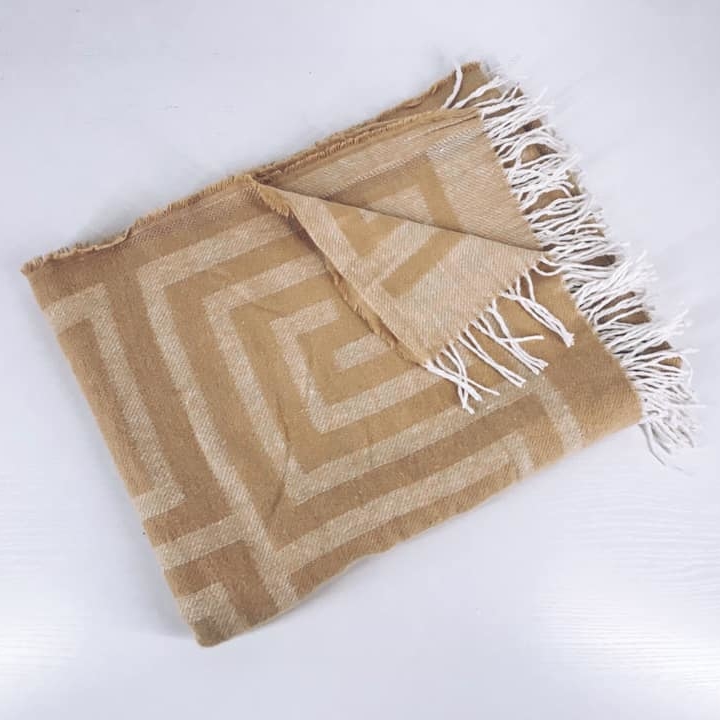 Плед жакард геометричний мотив беж/коричневий WR-057