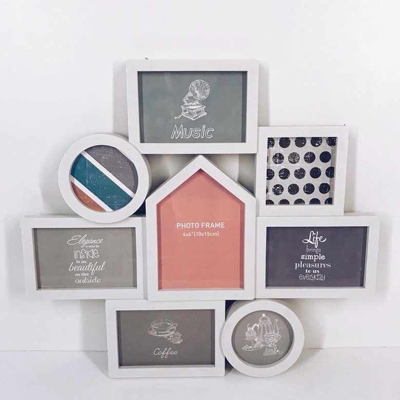 Композиція з фоторамок різної форми білих 8 AR-301