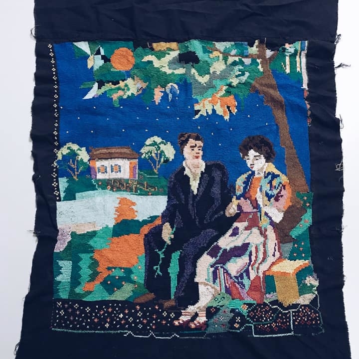 Картина вишита Побачення вінтаж без основи і рами AR-374