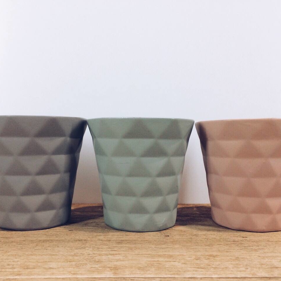 Кашпо для квітів полігональне кераміка пастель