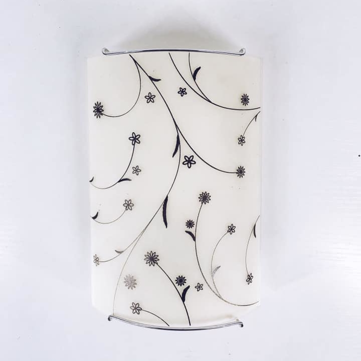 Світильник настінний напівкруглий біле скло рослинний візерунок LW-013