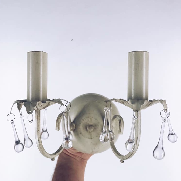 Бра на дві лампи у вигляді свічників з підвісками LW-014