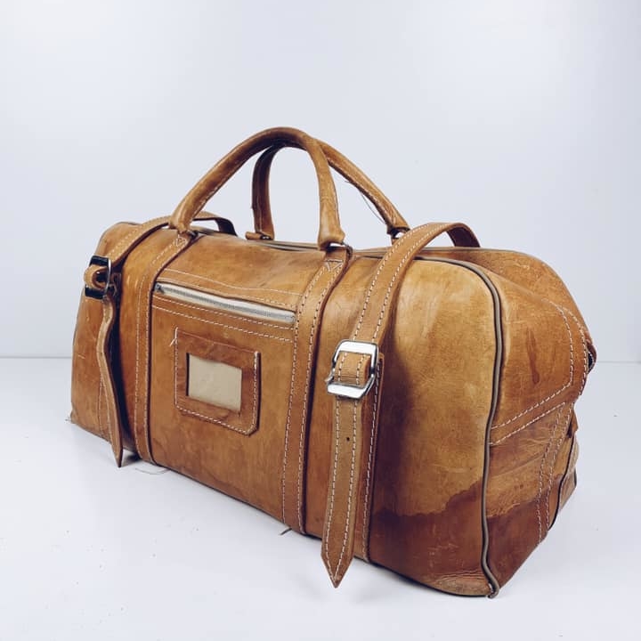 Дорожня сумка вінтаж з 2 застібками ремінцями шкіра коричнева VL-073