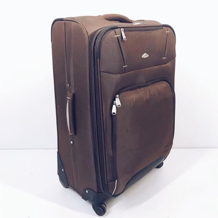 Валіза велика коричнеа текстиль ML-004