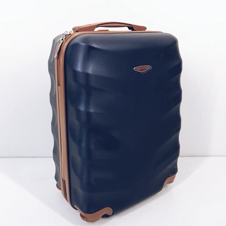 Валіза темно-синя/коричнева мала пластик ML-008