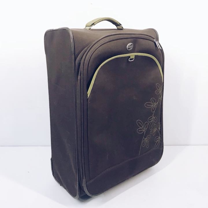 Валіза велика темно-коричнева текстиль ML-012