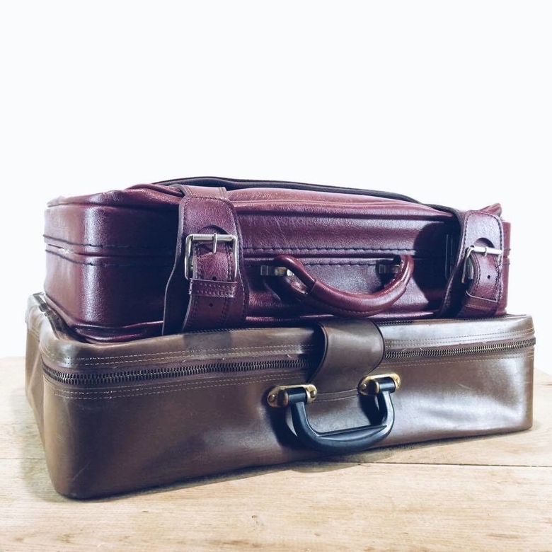 Валіза вінтаж штучна шкіра бордо/коричневий VL-001