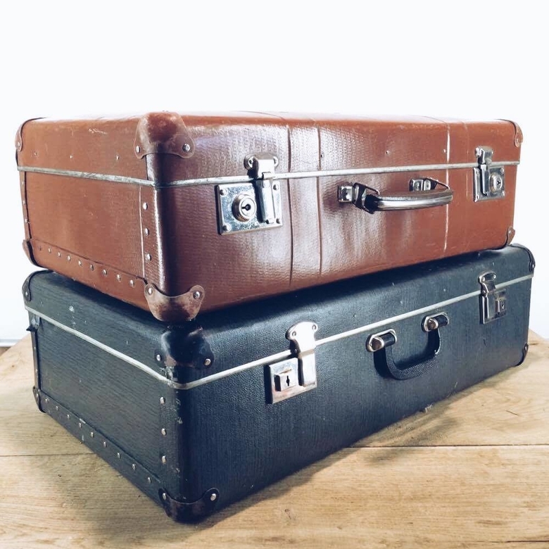 Валіза вінтаж коричнева/чорна VL-003