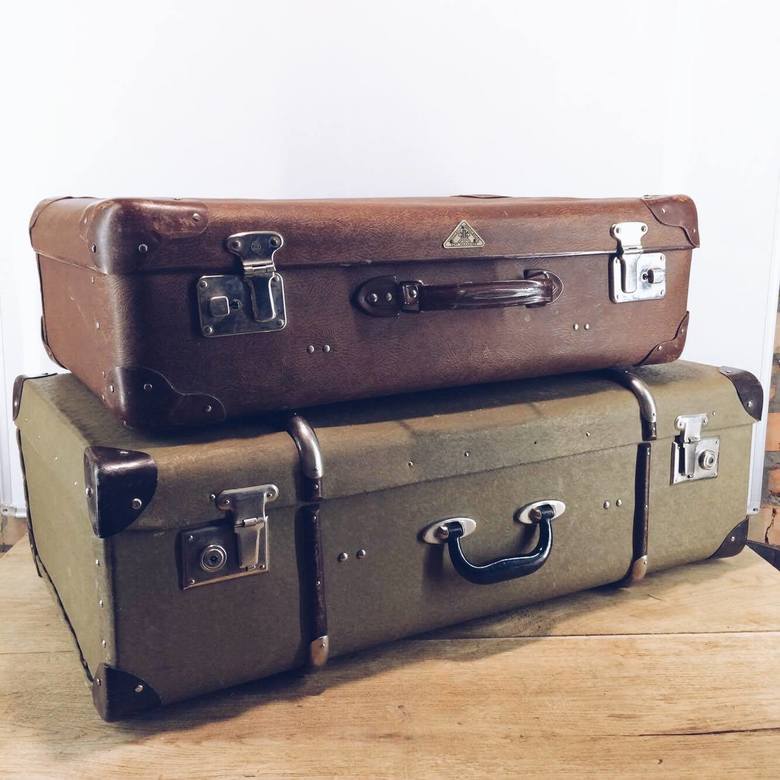 Валіза вінтаж шкіра коричнева/оливкова VL-006