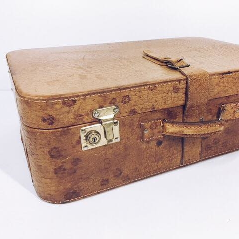 Валіза вінтаж з паском коричнева шкіра VL-025