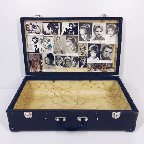 Валіза вінтаж чорна з ч/б фото VL-026