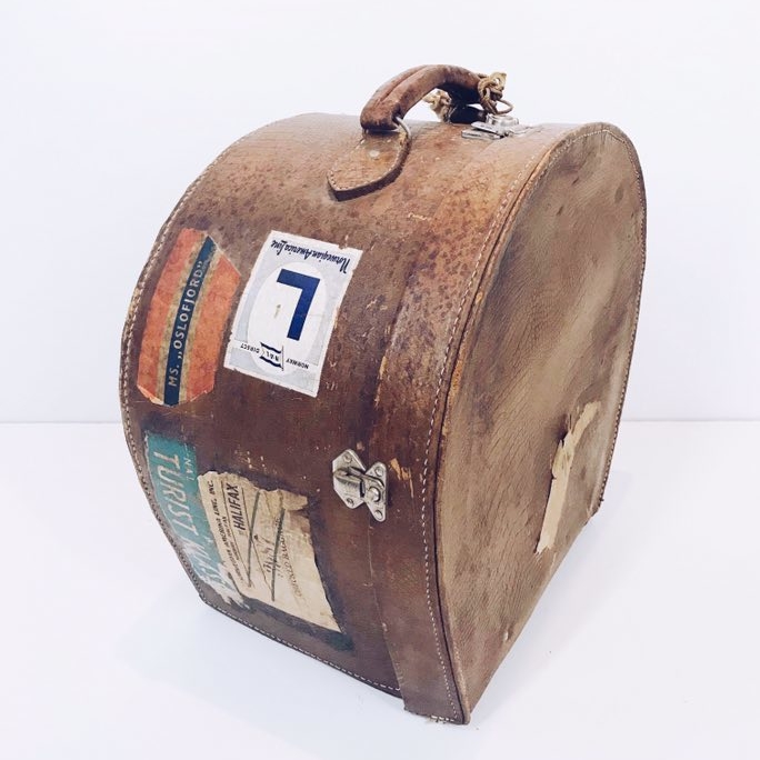 Валіза для капелюхів вінтаж коричнева шкіра VL-028