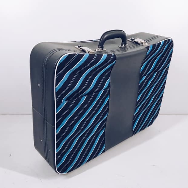 Валіза вінтаж комбінована синя VL-030