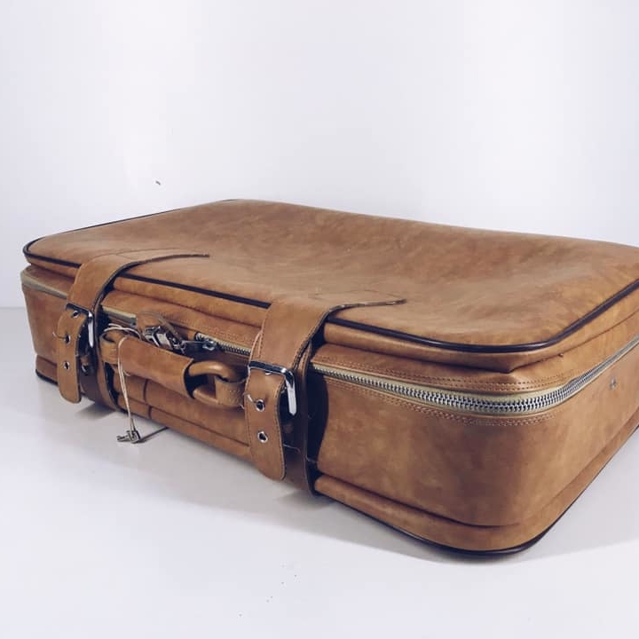Валіза вінтаж коричнева з пасками VL-040
