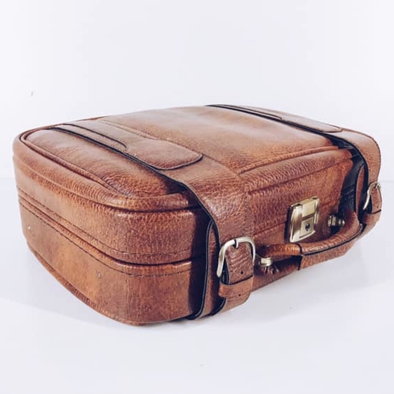 Валіза вінтаж з двома пасками руда шкіра VL-O45