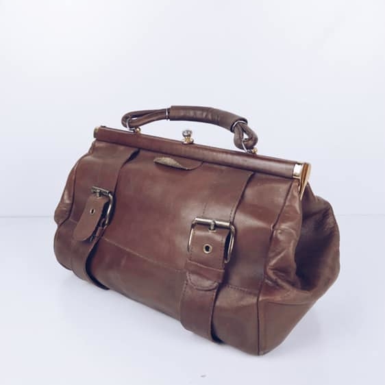 Саквояж дорожній з двома пасками коричнева шкіра VL-051