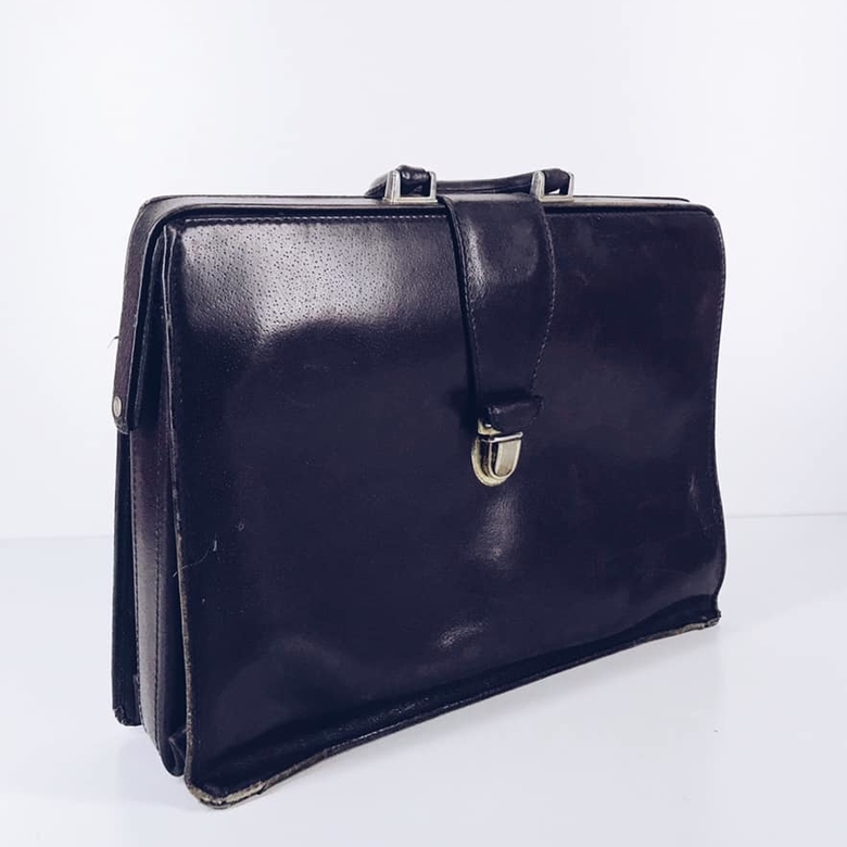 Портфель вінтаж чорна шкіра VL-049