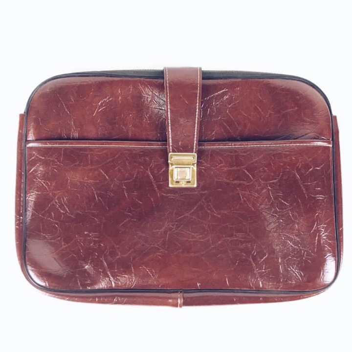 Сумка-портфель для документів без ручки з застібкою коричнева шкіра VL-052