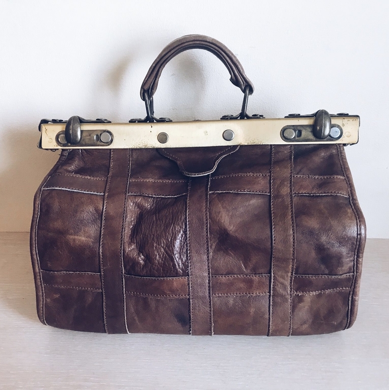 Сумка-саквояж вінтаж коричнева шкіра VL-068