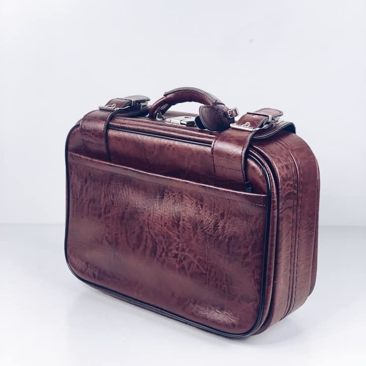 Валіза мала темно-коричнева шучна шкіра VL-079
