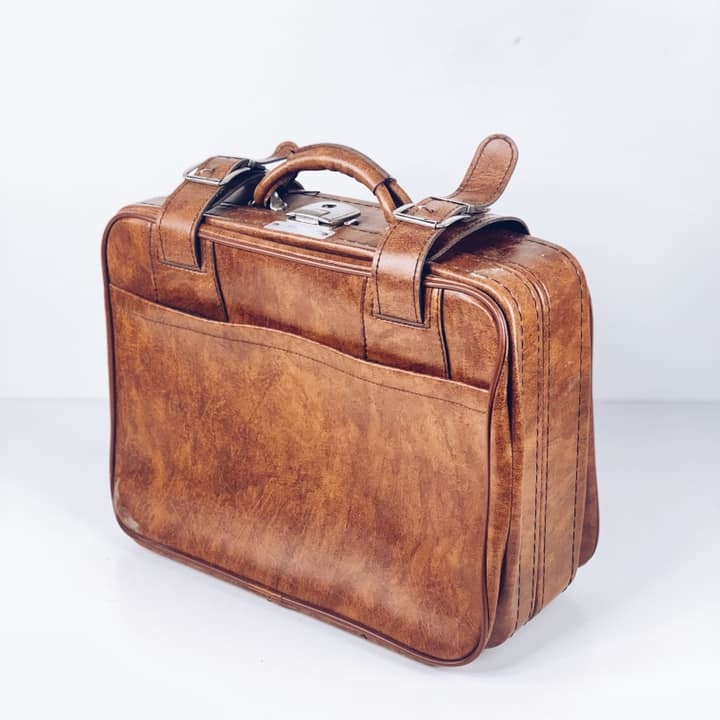Валіза вінтаж мала коричнева штучна шкіра VL-080